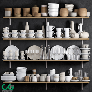 KITCHEN SHELF WITH UTENSILS